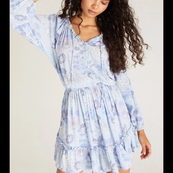 Z Supply Light Blue Floral Dress - Picture 1 of 2